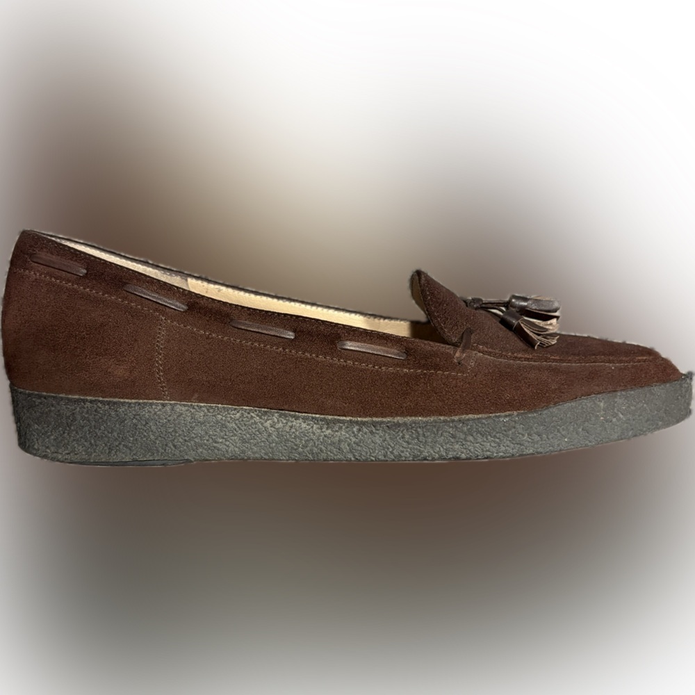 Salvatore Ferragamo Vintage Women’s Chocolate Suede Loafers with Leather Tassels - Picture 6 of 12